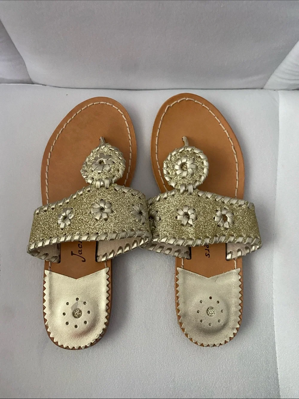 Jack Rogers Gold Girls Leather Sandals